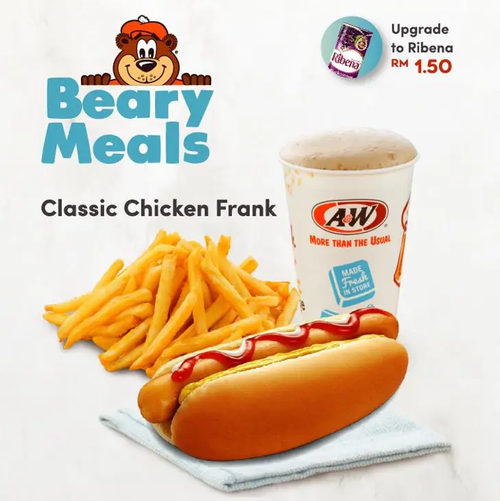 BEARY MEALS of a&w menu with PRICES