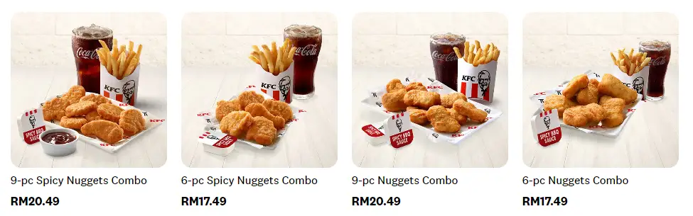 KFC NUGGETS & TENDERS MENU PRICES