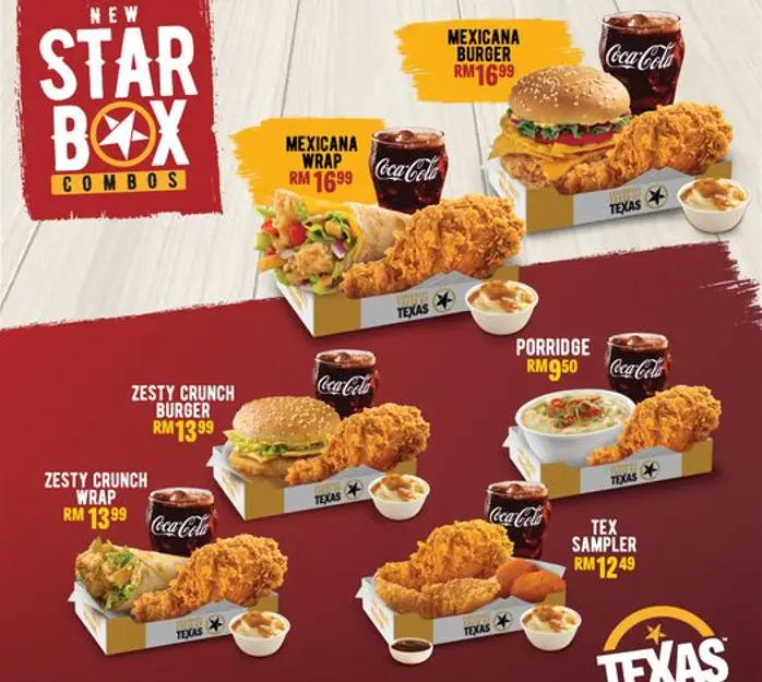 TEXAS CHICKEN STAR BOX With PRICES