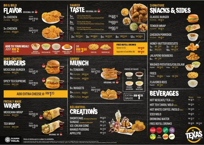 Texas Chicken Menu Malaysia & Updated Prices 2024