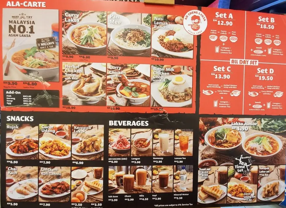 Ah Cheng Laksa Menu Malaysia & Updated Prices 2024