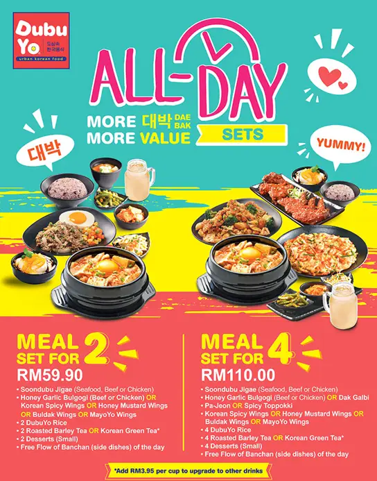 DUBUYO PRICES OF ALL DAY SET MENU