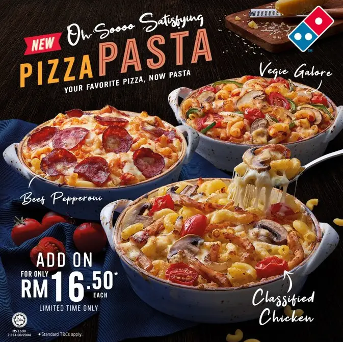 MENU OF DOMINO’S PIZZA PASTA & PIZZA FOLD PRICES