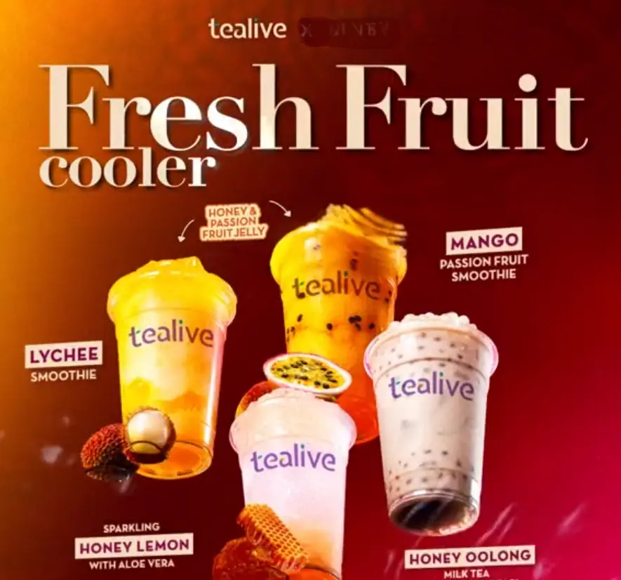 MENU OF TEALIVE SPARKLING FRUIT TEA PRICES