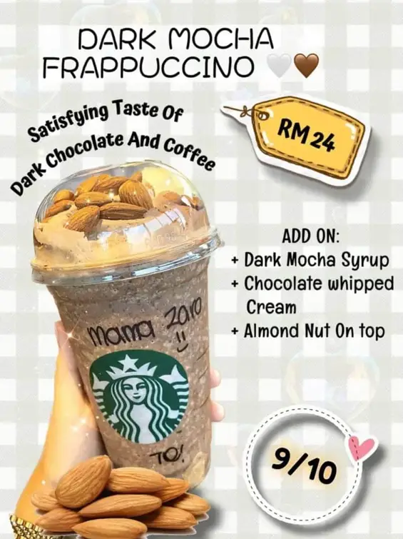 MENU of STARBUCKS FRAPPUCCINO