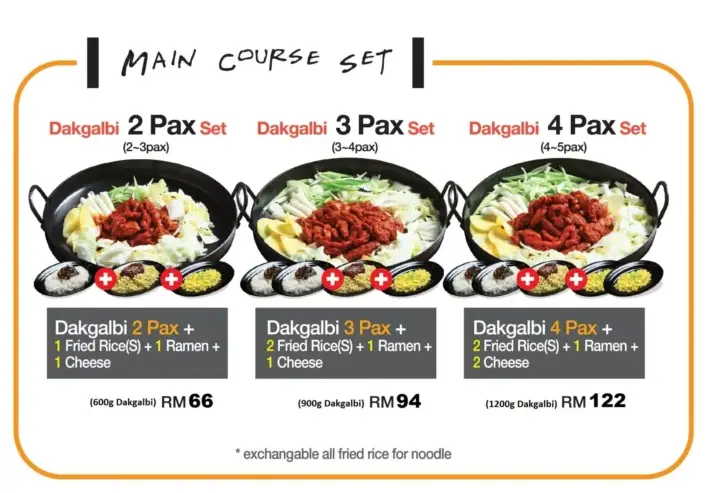 MR. DAKGALBI MAIN COURSE SET WITH LATEST PRICES