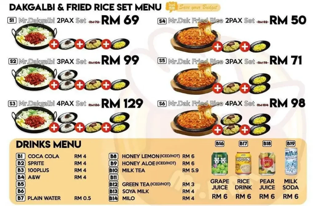 Mr Dakgalbi Menu Malaysia & Updated Prices 2024