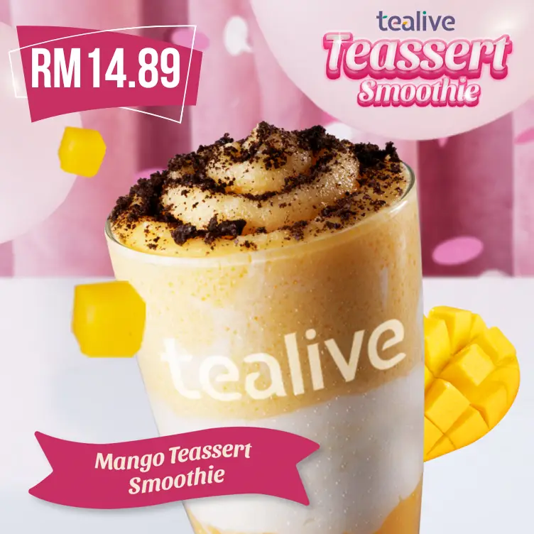 TEALIVE TEASSERT SMOOTHIE menu with PRICES