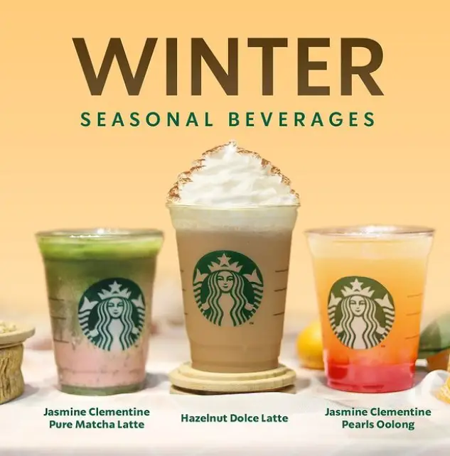 WINTER BEVERAGES of STARBUCKS menu