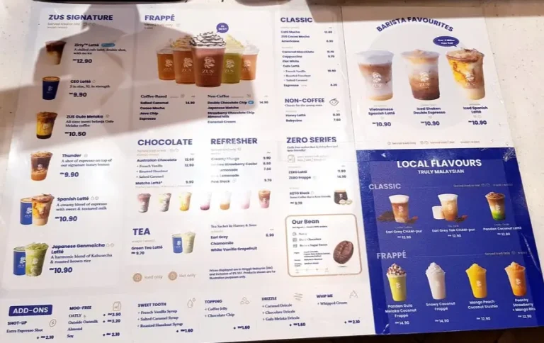 Zus Coffee Menu Malaysia & Updated Prices 2024