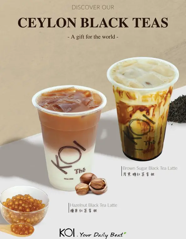 KOI THE MILK TEA & TEA LATTE WITH MENU