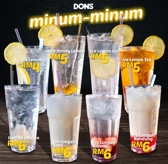 PRICES OF BEVERAGES AT DON’S BURGER MALAYSIA