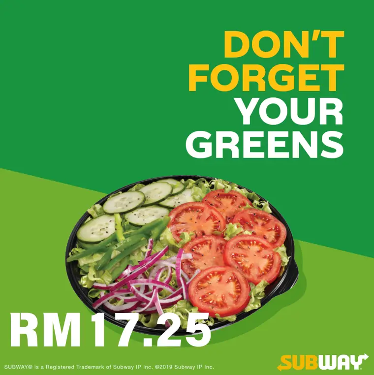 SUBWAY SALADS WITH MENU