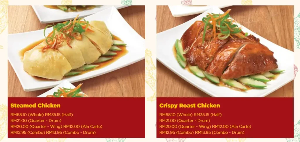 THE CHICKEN RICE SHOP SIGNATURES MENU