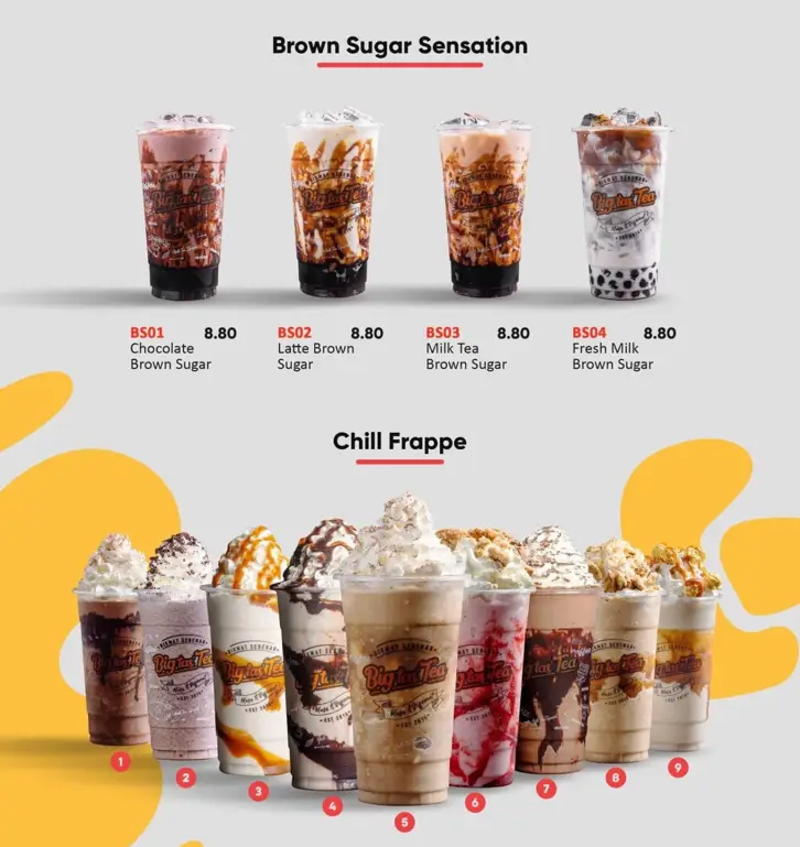 BIG TAS TEA BEVERAGES MENU WITH PRICES