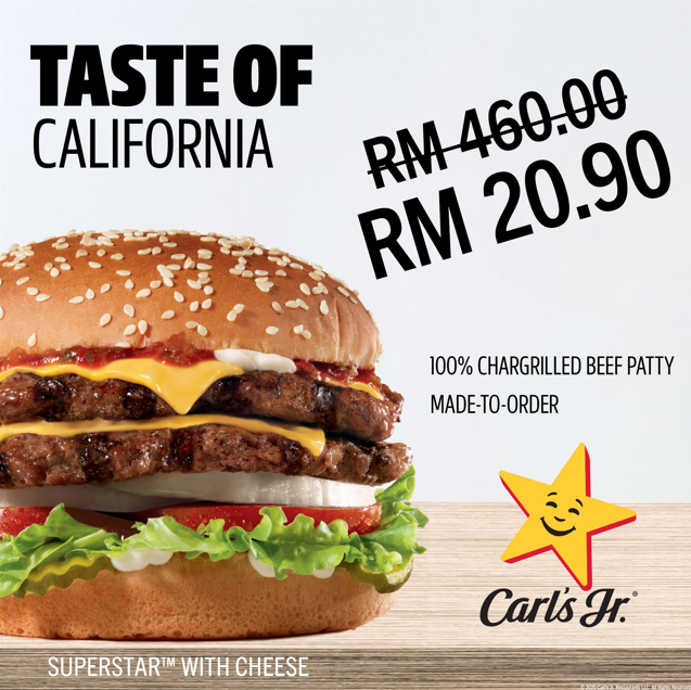 CARL’S JR BEEF BURGER WITH PRICES