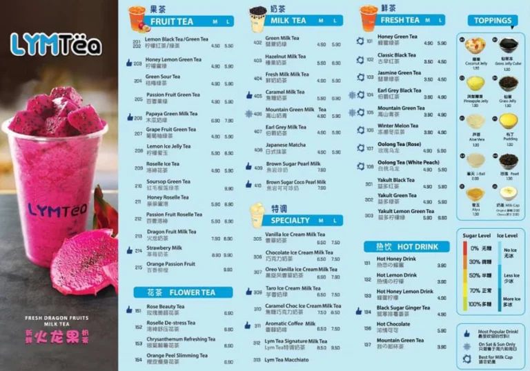 LYMTea Menu Malaysia & Updated Prices 2024