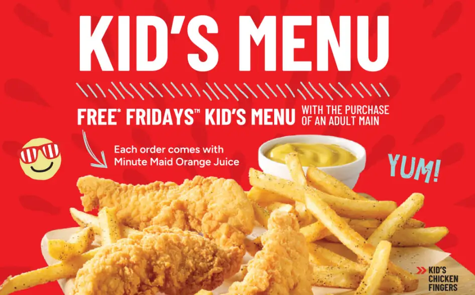 PRICES OF KIDS MENU AT TGI FRIDAYS MALAYSIA