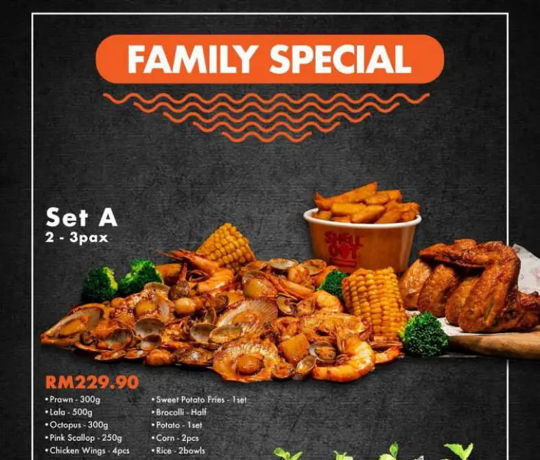 SHELL OUT PRICES OF FAMILY SETS MENU