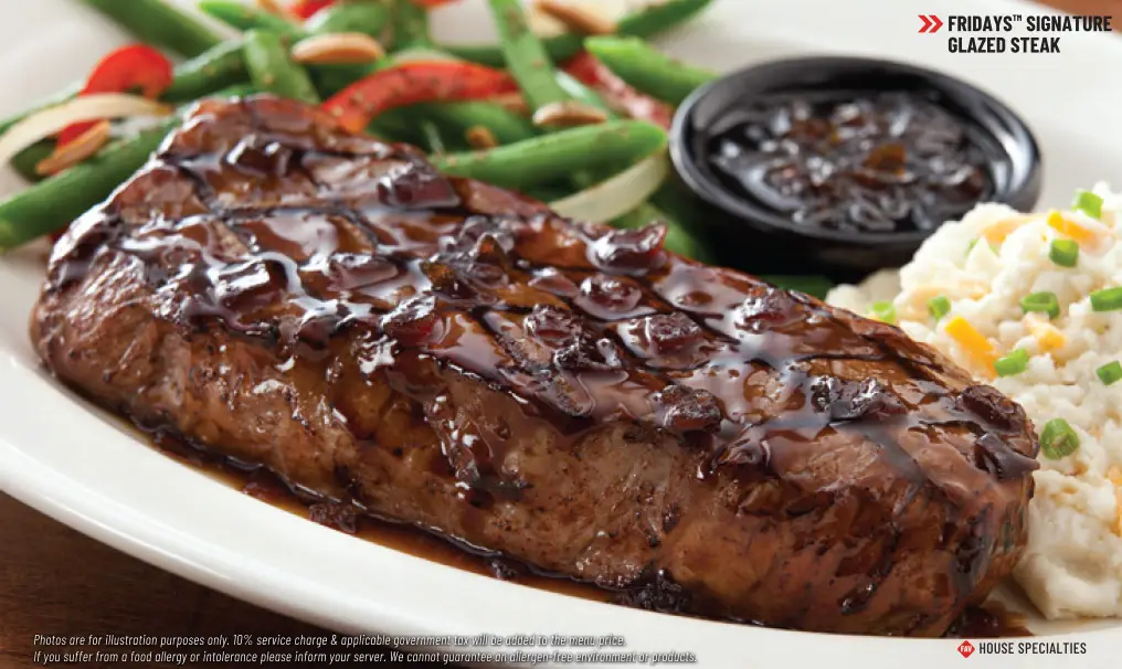 TGI FRIDAYS MENU OF SIGNATURE GLAZE