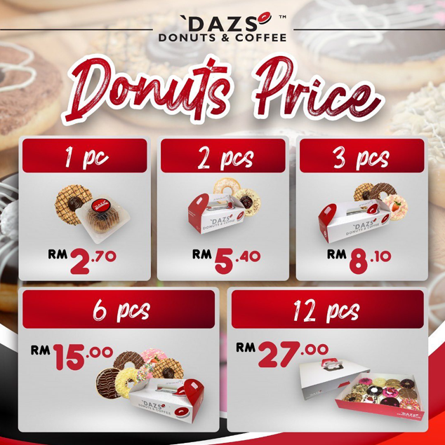 DAZS DONUT & Coffee PRICES OF DONUT