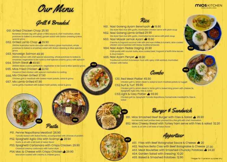 Mios Kitchen Menu Malaysia & Updated Prices 2024