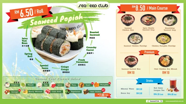 Seaweed Club Menu Malaysia & Updated Prices 2024