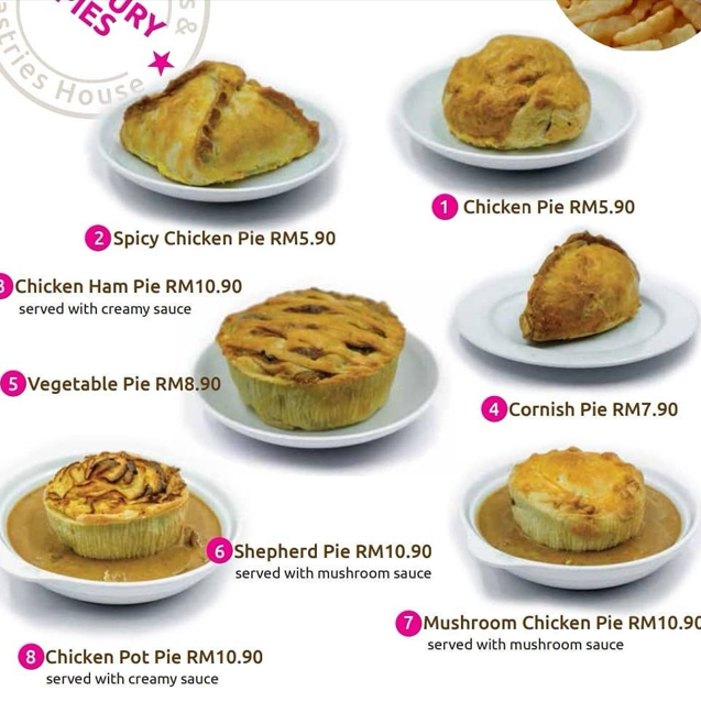 LAMANILA MENU OF SAVOURY PIES PRICES